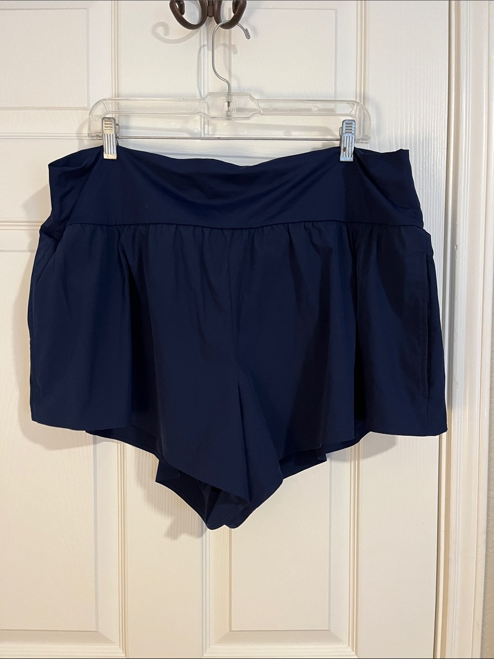 Lands' End Navy Pinchless Swim Short 24